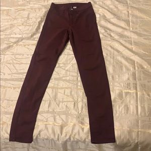 Burgundy ultra high waisted skinny Jeggings